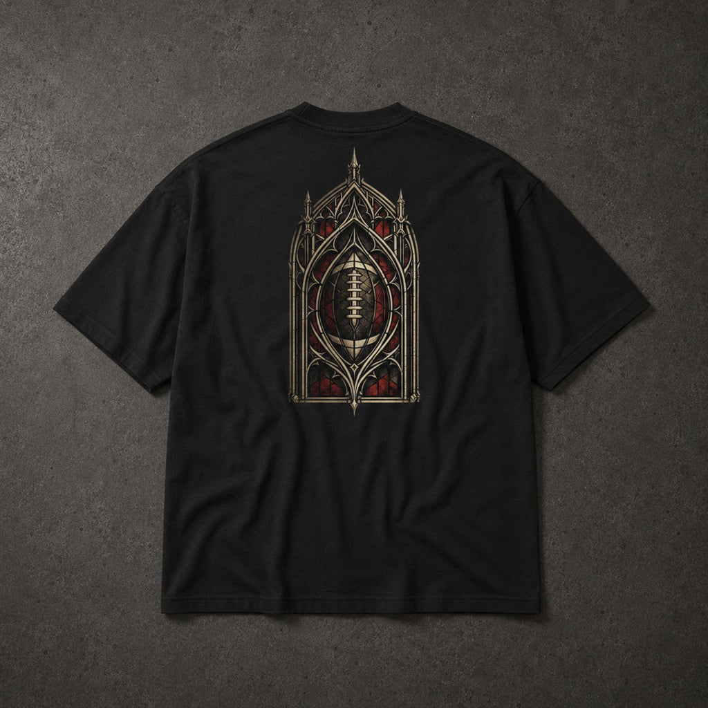 Fourth Chapel Boxy T-Shirt Black – back flat lay