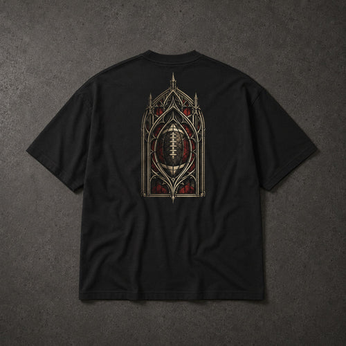 Fourth Chapel Boxy T-Shirt Black – back flat lay