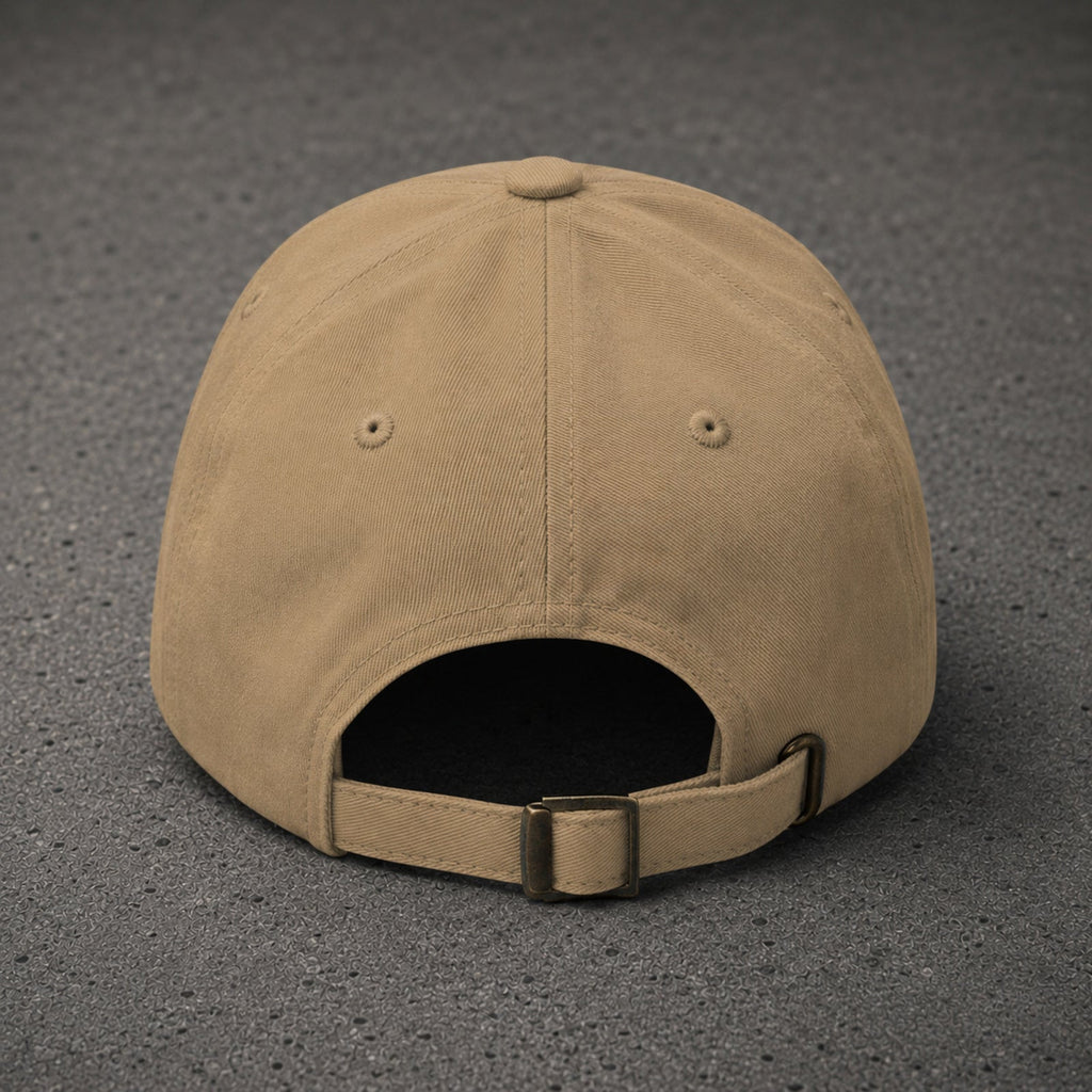 Fourth Chapel Dad Hat Khaki – rear strap and buckle