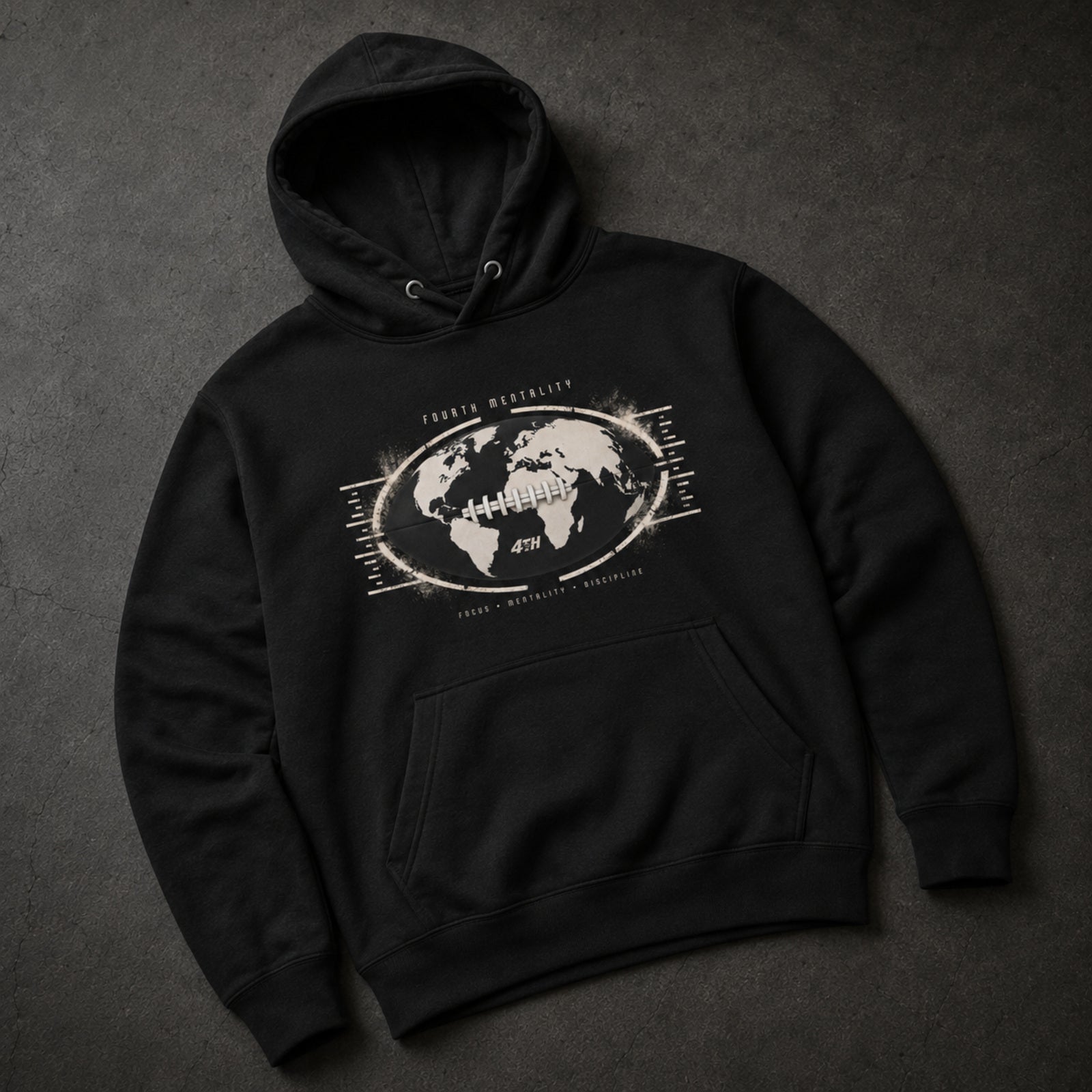Fourth Worldwide Hoodie Black – premium front angle