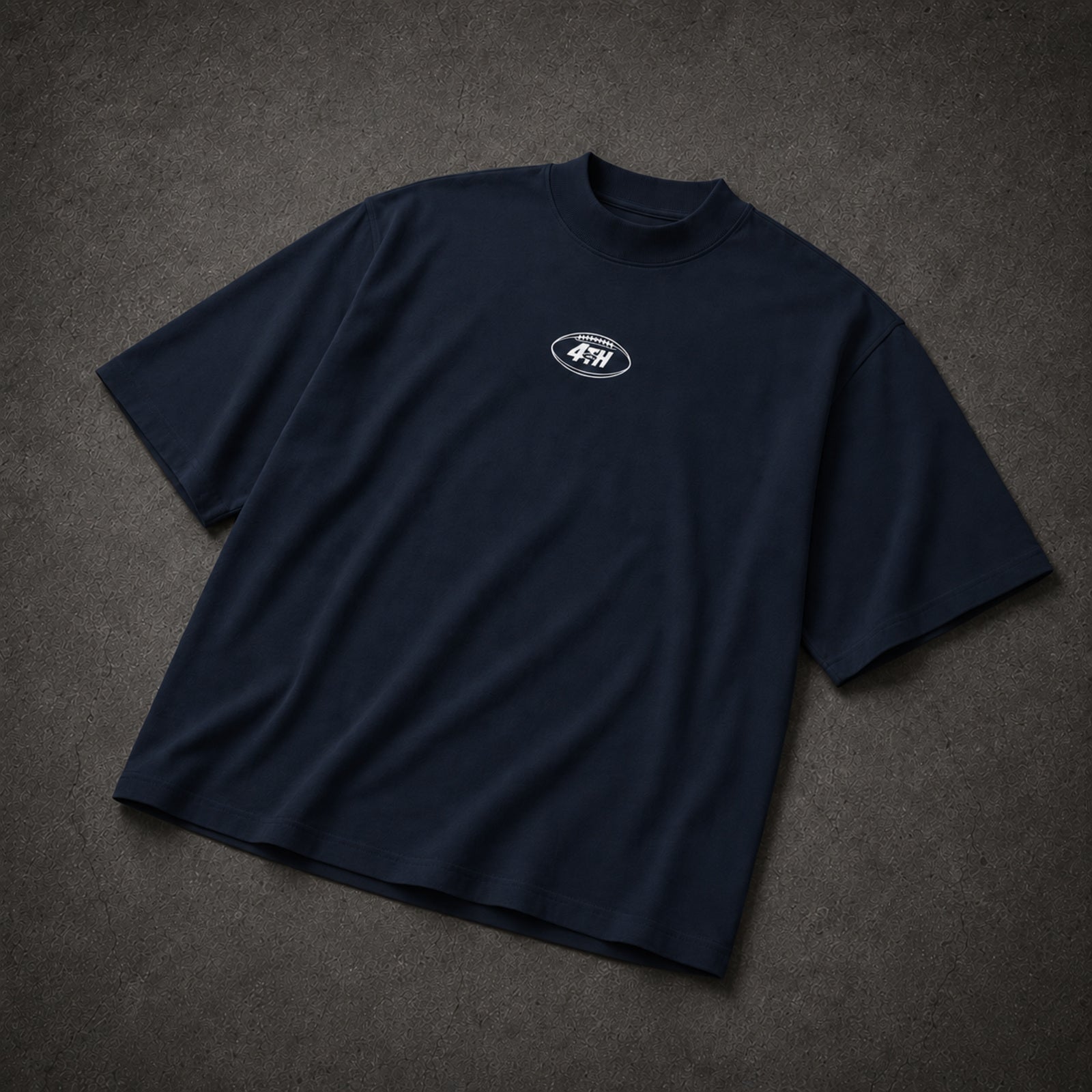 Mentality Discipline Focus Oversized T-Shirt French Navy – premium front angle