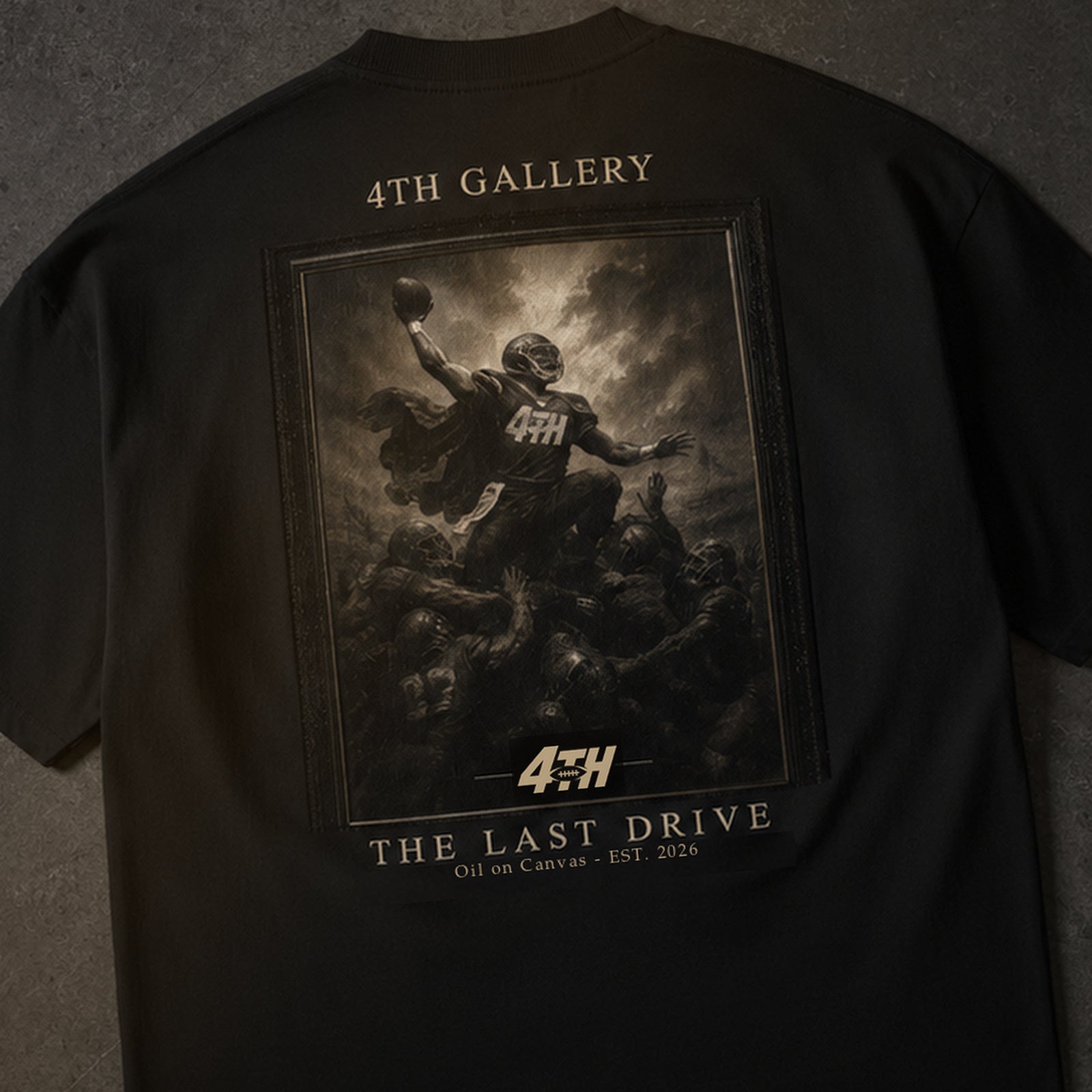 The Last Drive black oversized T-shirt – premium diagonal back detail